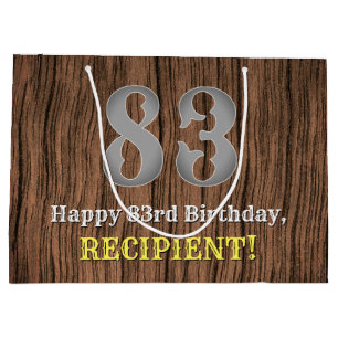 83rd Birthday: Country Western Inspired Look, Name Large Gift Bag