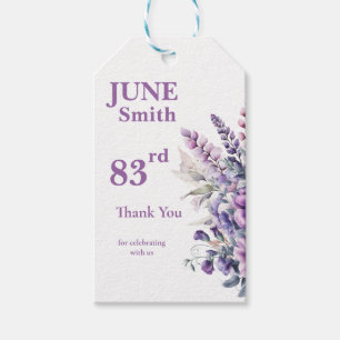 83rd Birthday Elegant Purple Flower Gift Tags
