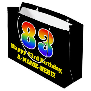 83rd Birthday ~ Fun, Colourful, Vibrant, Rainbow 8 Large Gift Bag
