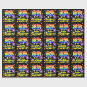 83rd Birthday: Fun Fireworks, Rainbow Look # “83” Wrapping Paper