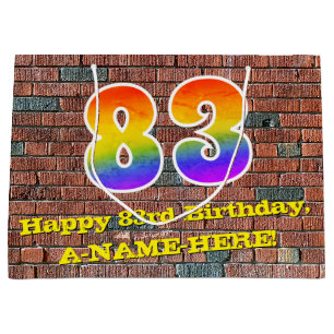 83rd Birthday: Fun, Graffiti-Inspired Rainbow # 83 Large Gift Bag
