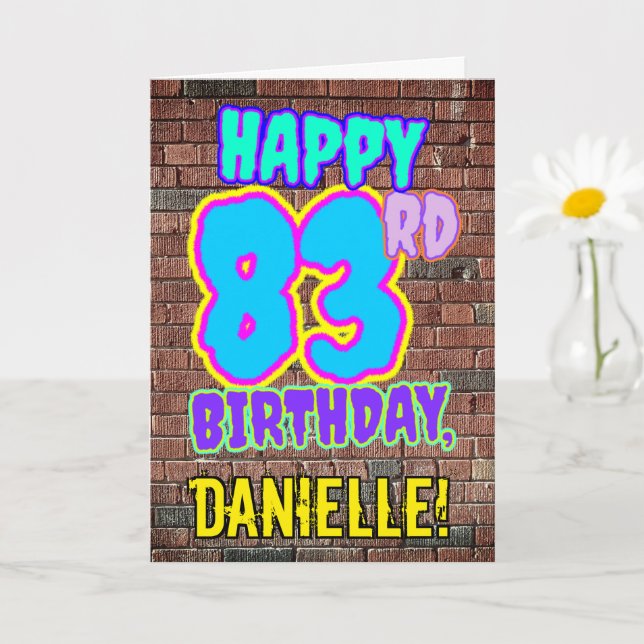 83rd Birthday - Fun, Urban Graffiti Inspired Look Card (Small Plant)
