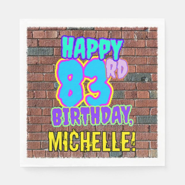 83rd Birthday ~ Fun, Urban Graffiti Inspired Look Napkin (Front)
