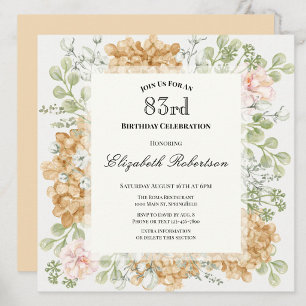 83rd Birthday Invitation in Elegant Autumn Colors