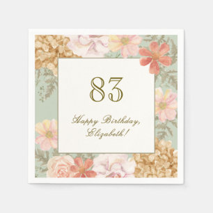 83rd Birthday Napkin Autumn Color Floral Sage