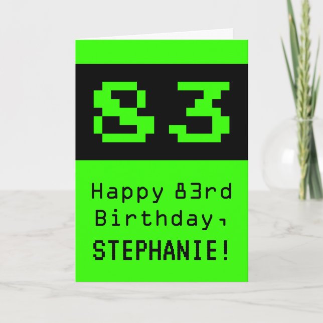 83rd Birthday: Nerdy / Geeky Style "83" and Name Card (Front)