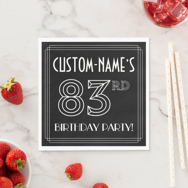 83rd Birthday Party: Art Deco Style + Custom Name Napkin (Insitu)