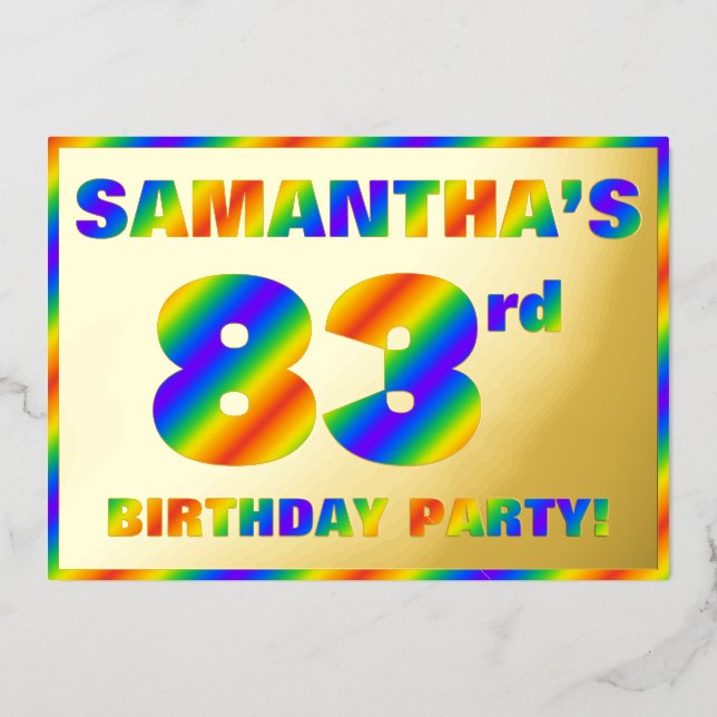 83rd Birthday Party — Fun, Rainbow Spectrum “83” (Front)