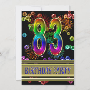 83rd Birthday party Invitation with bubbles