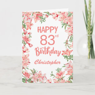83rd Birthday Pink Peach Peonies Watercolor Floral Card
