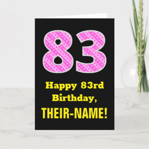 83rd Birthday: Pink Stripes and Hearts "83" + Name Card
