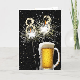83rd Birthday Sparklers With Beer Mug Card
