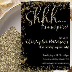 83rd Birthday Surprise Party Invitation Gold Black