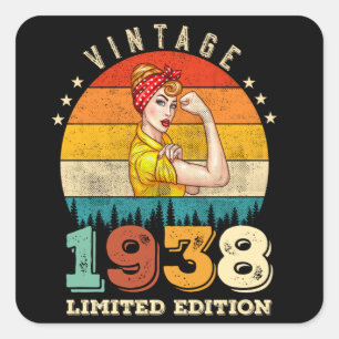 84 Year Old Bday 1938 Vintage 84th Birthday Women Square Sticker