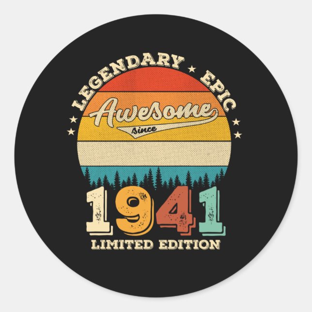 84 Year Old Bday 1941 Awesome 84th Birthday Gift Classic Round Sticker (Front)