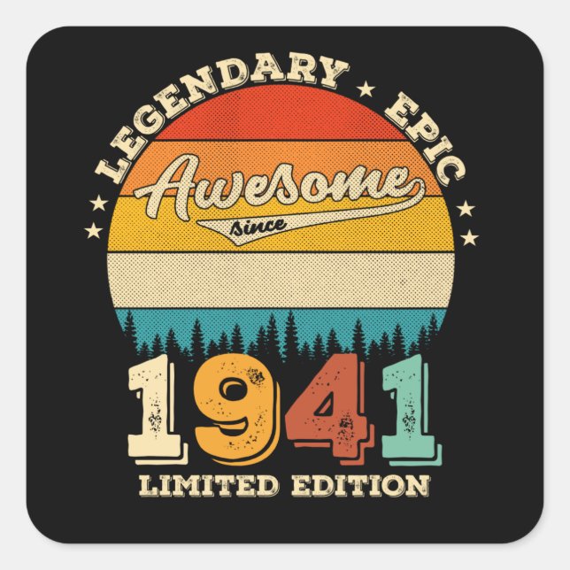 84 Year Old Bday 1941 Awesome 84th Birthday Gift Square Sticker (Front)