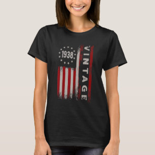 84 Year Old Vintage 1938 American Flag 84th Birth T-Shirt