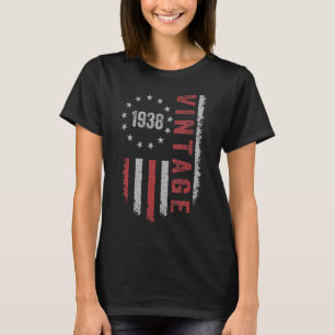 84 Years Old 1938 American Flag 84th Birthday T-Shirt