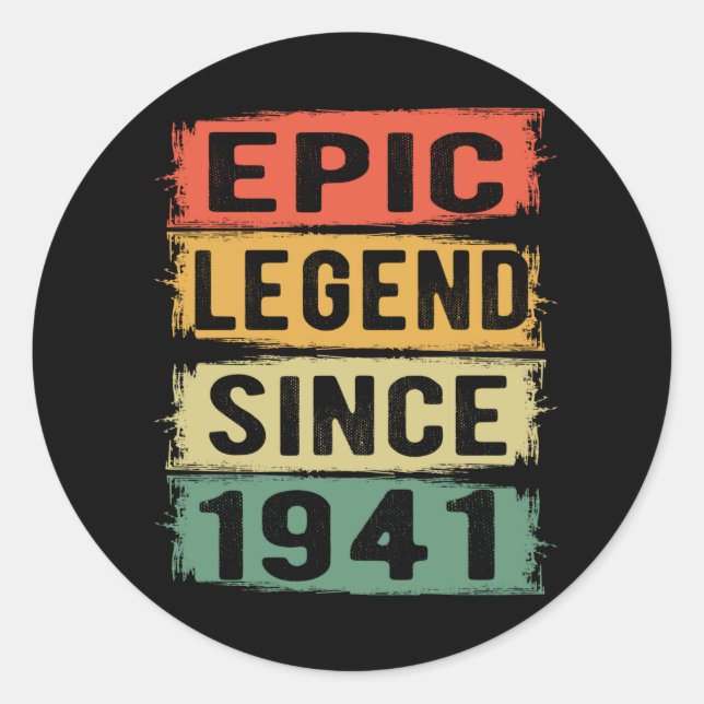 84 Years Old Bday 1941 Epic Legend 84th Birthday Classic Round Sticker (Front)