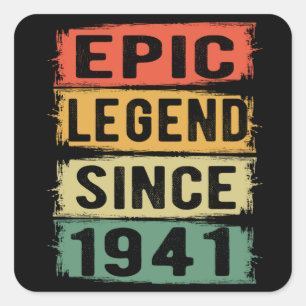84 Years Old Bday 1941 Epic Legend 84th Birthday Square Sticker
