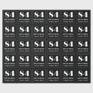 84th Birthday - Art Deco Inspired Look "84", Name Wrapping Paper