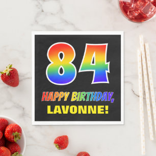 84th Birthday: Bold, Fun, Simple, Rainbow 84 Napkin