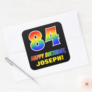 84th Birthday: Bold, Fun, Simple, Rainbow 84 Square Sticker