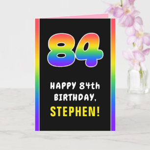 84th Birthday: Colourful Rainbow # 84, Custom Name Card