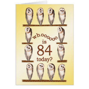 84th birthday, Curious owls card.