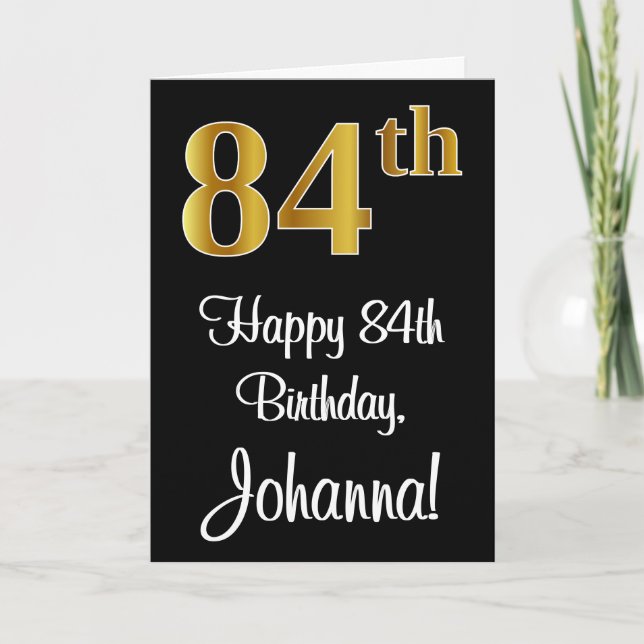 84th Birthday ~ Elegant Luxurious Faux Gold Look # Card (Front)
