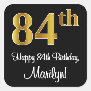 84th Birthday – Elegant Luxurious Faux Gold Look # Square Sticker