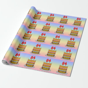 84th Birthday: Fun Cake and Candles + Custom Name Wrapping Paper