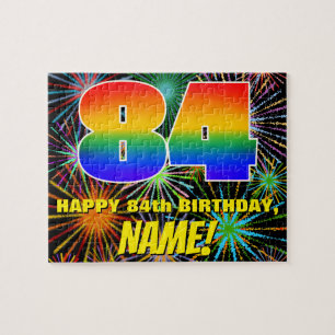 84th Birthday: Fun, Colourful Celebratory Firework Jigsaw Puzzle