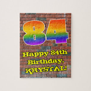 84th Birthday: Fun Graffiti-Inspired Rainbow 84 Jigsaw Puzzle