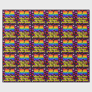 84th Birthday: Loving Hearts Pattern, Rainbow # 84 Wrapping Paper