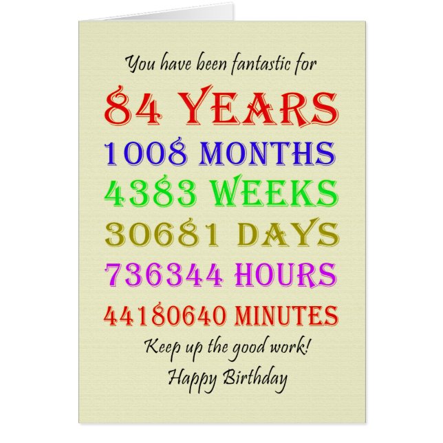 84th Birthday Milestones (Front)