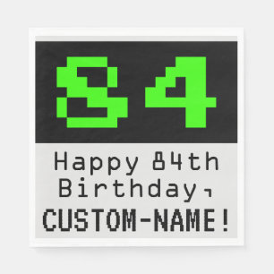 84th Birthday - Nerdy / Geeky Style "84" & Name Napkin