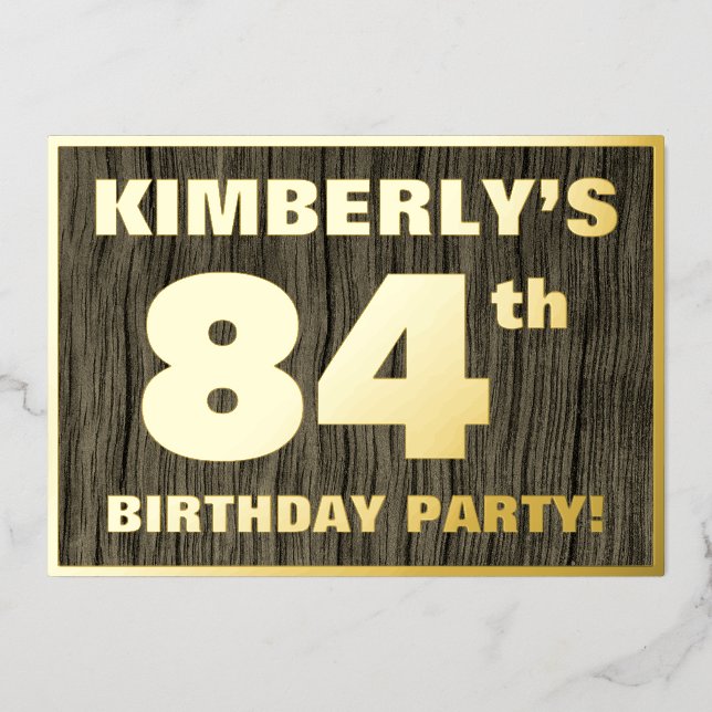 84th Birthday Party: Bold, Faux Wood Grain Pattern (Front)