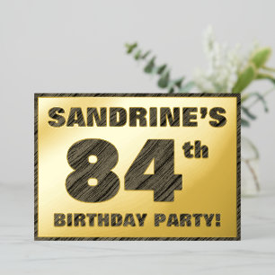 84th Birthday Party — Bold, Faux Wood Grain Text