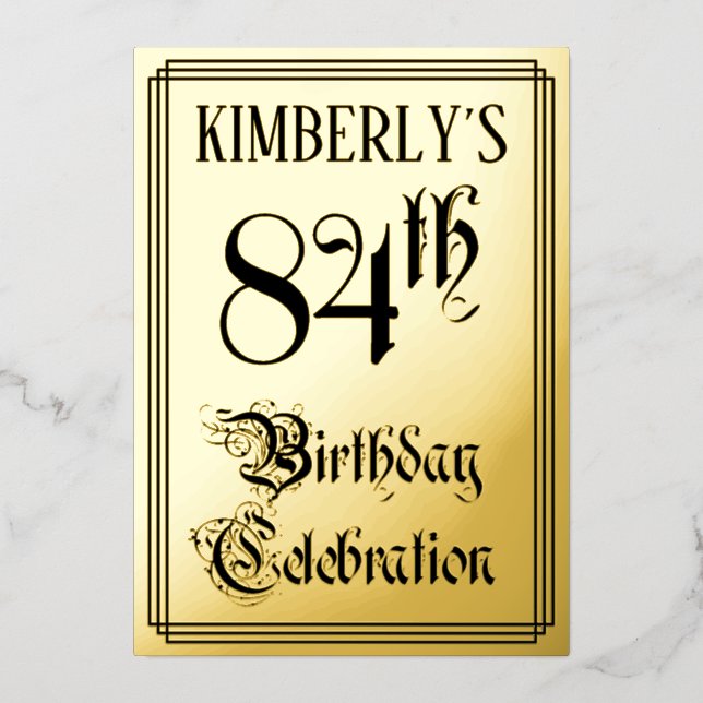 84th Birthday Party — Elegant Script + Custom Name (Front)