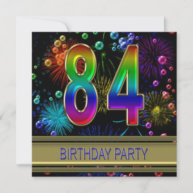 84th Birthday party Invitation with bubbles (Front)