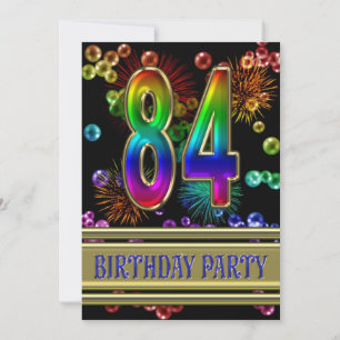 84th Birthday party Invitation with bubbles