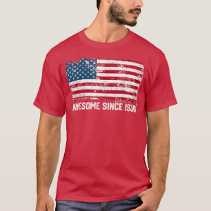 84th birthday, vintage usa flag, Awesome since 193 T-Shirt