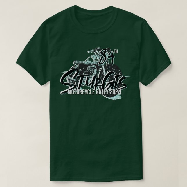 84th Sturgis Motorcycle rally teal and grey 2024 T-Shirt (Design Front)