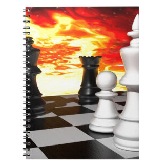 -851253 FUTURISTIC CHESS GAME FIRE BACKGROUND WALL NOTEBOOK