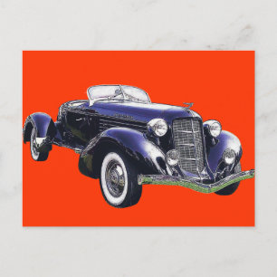 851 Auburn boattail speedster auto black car Postcard