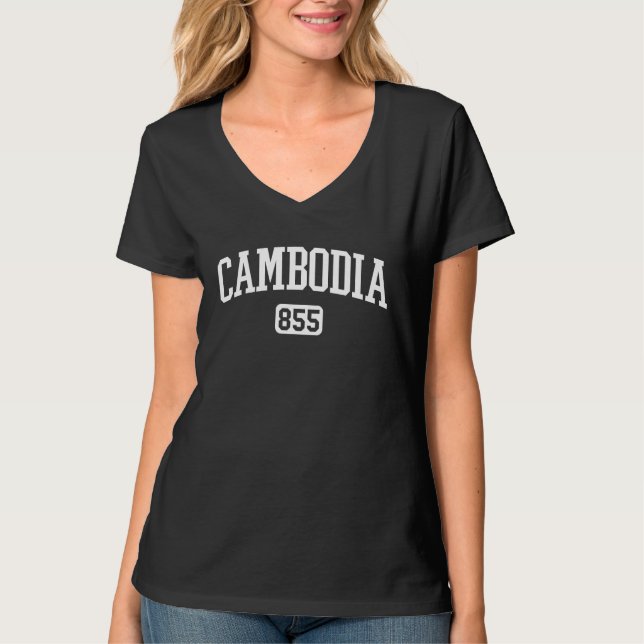 855 Country Area Code Cambodia Cambodian Pride T-Shirt (Front)