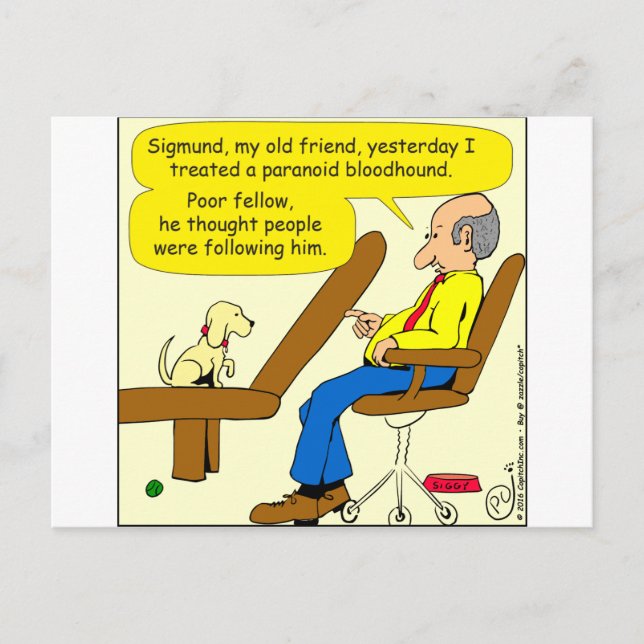 856 paranoid bloodhound cartoon postcard (Front)