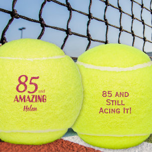 85 and Amazing Pink Tennis Birthday Gift Balls