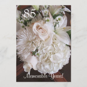85 Birthday Celebration/Elegant White Floral Invitation